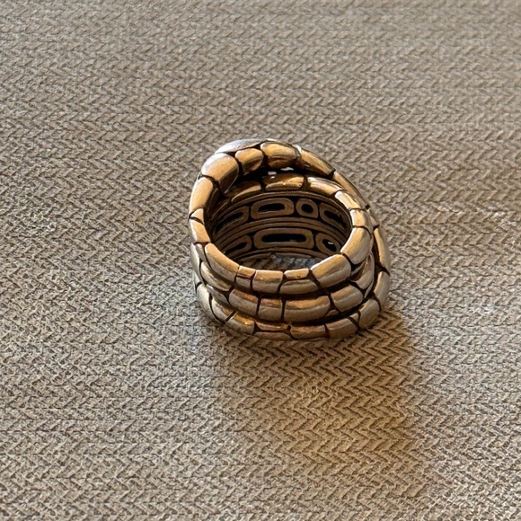 John Hardy Sterling Silver Kali Pebble Crossover Twist Ring Size 7.5 - Picture 8 of 10
